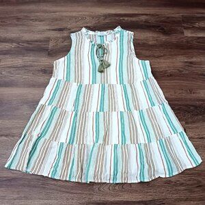 J Jill Striped Ruffle Twisted Tassel Tank Blouse Tunic Women's XSP XS‎ Petite